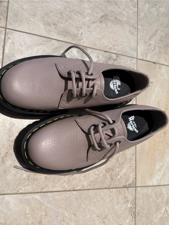 Dr. Martens Other - Dr. Martens Taupe Leather 3-Eye Oxford with Yellow Stitching